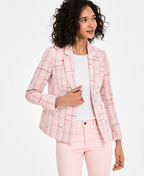 alfani Jones New York Women's Plaid Tweed Blazer Women's Fashion Shoes & Accessories