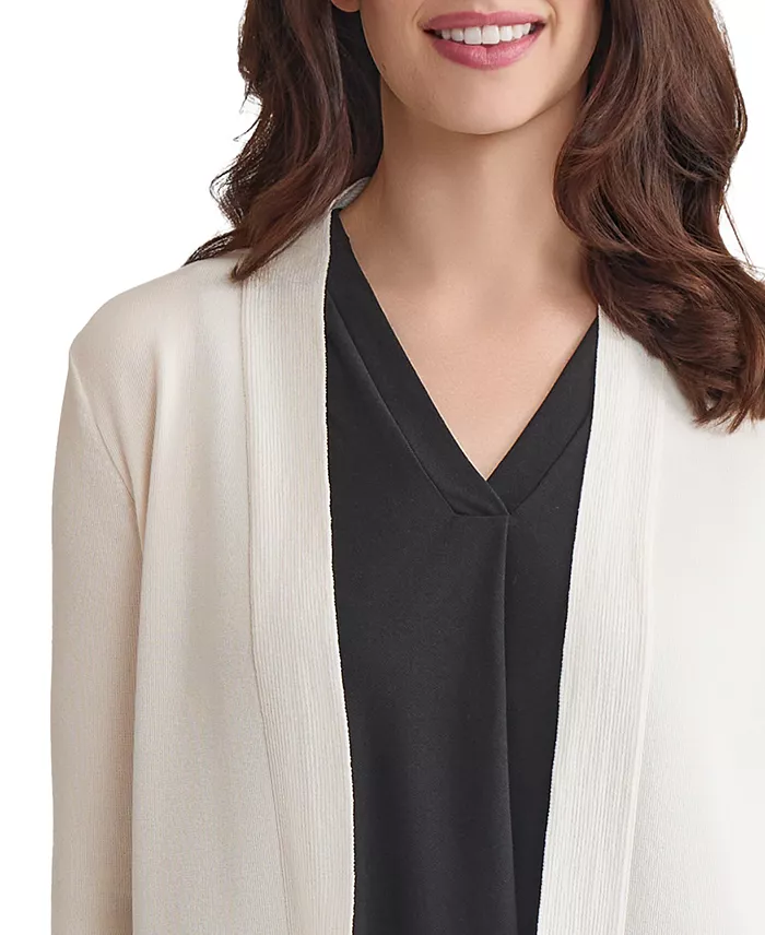 Alfani Jones New York Women's Relaxed V-Neck Open Cardigan Women's Fashion Shoes & Accessories