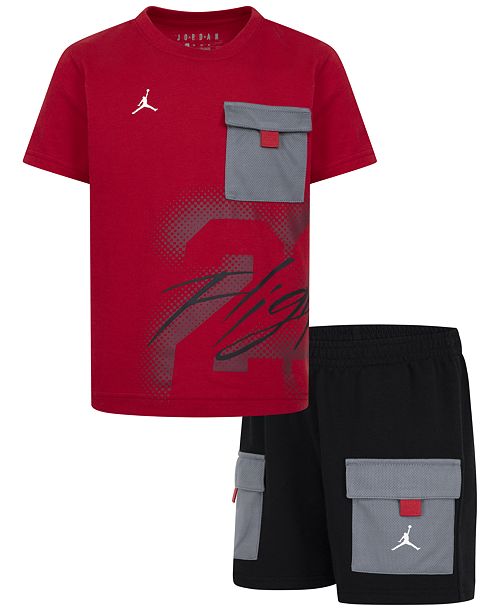 alfani Jordan Little Boys 2-Piece 23 Flight Utility Shorts and T-Shirt Set Kids