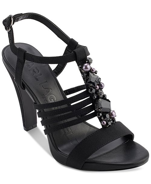 alfani KARL LAGERFELD PARIS Cicely Strappy Embellished Dress Sandals Women's Fashion Shoes & Accessories
