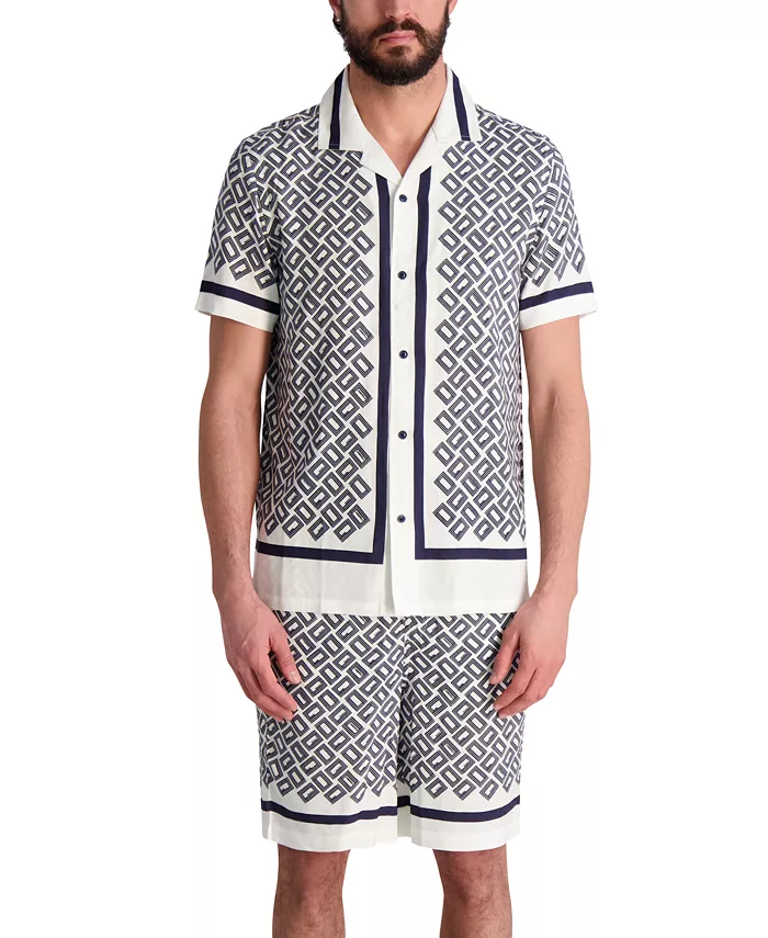Alfani KARL LAGERFELD PARIS Men's Double L Short-Sleeve Shirt Men's Fashion & Accessories