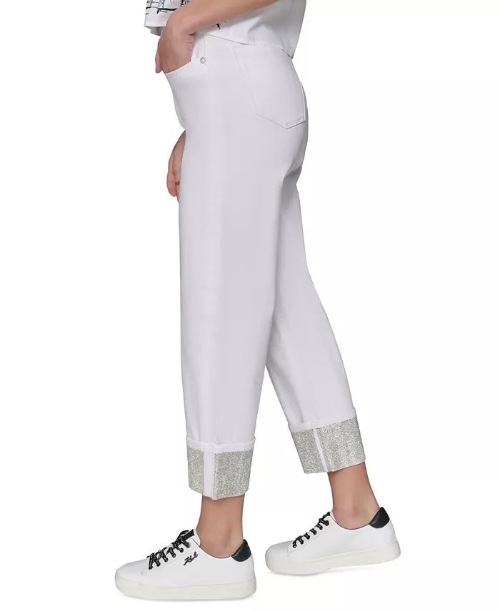 Alfani KARL LAGERFELD PARIS Petite Crystal-Cuff Cropped Jeans Women's Fashion Shoes & Accessories