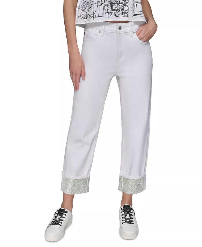 Alfani KARL LAGERFELD PARIS Petite Crystal-Cuff Cropped Jeans Women's Fashion Shoes & Accessories