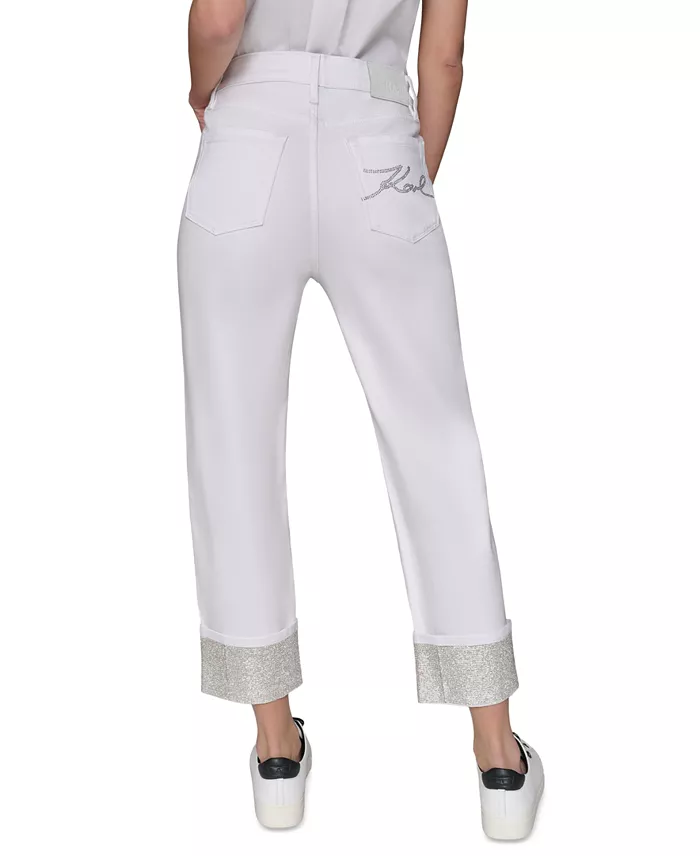 Alfani KARL LAGERFELD PARIS Petite Crystal-Cuff Cropped Jeans Women's Fashion Shoes & Accessories
