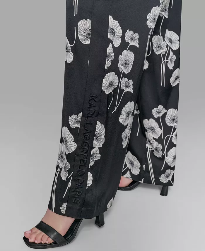 Alfani KARL LAGERFELD PARIS Petite Floral Print Wide-Leg Pants Women's Fashion Shoes & Accessories