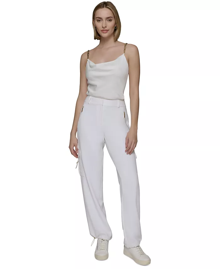 Alfani KARL LAGERFELD PARIS Women's Adjustable Bungee-Hem Cargo Pants Women's Fashion Shoes & Accessories