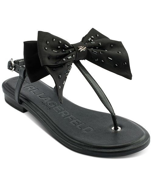 alfani KARL LAGERFELD PARIS Women's Cristi Bow Flat Sandals Women's Fashion Shoes & Accessories