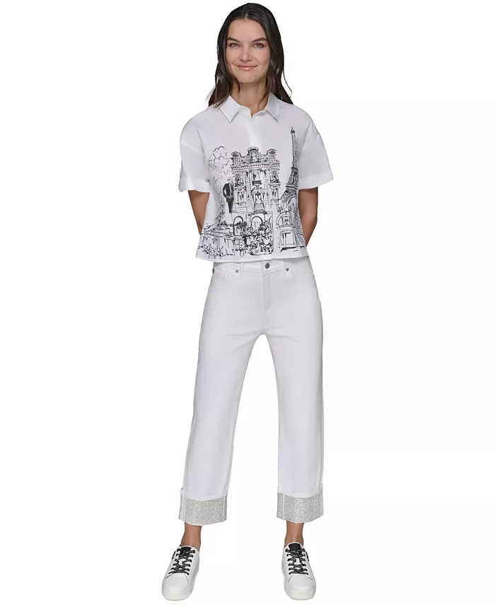 Alfani KARL LAGERFELD PARIS Women's Crystal-Cuff Jeans Women's Fashion Shoes & Accessories
