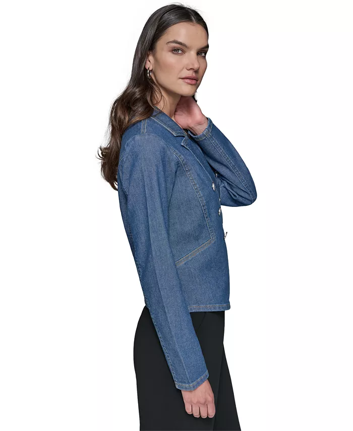 Alfani KARL LAGERFELD PARIS Women's Double-Breasted Denim Jacket Women's Fashion Shoes & Accessories