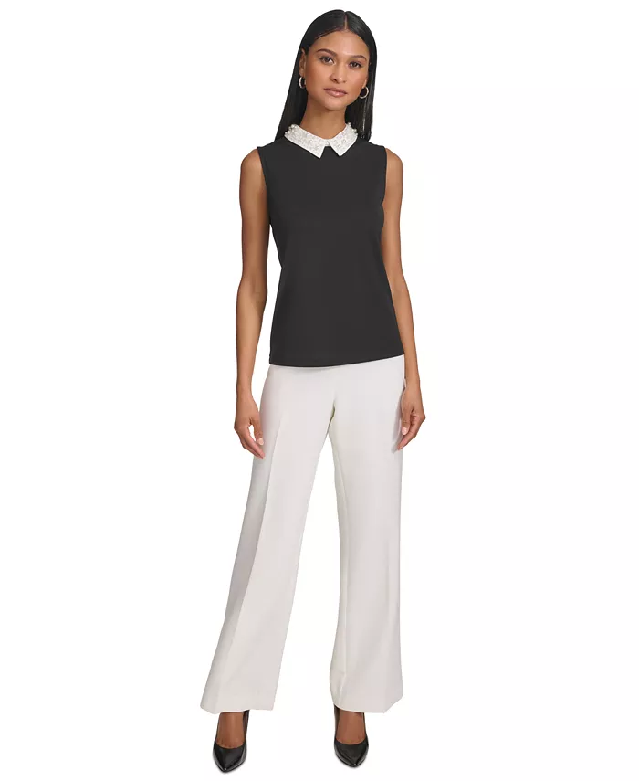 Alfani KARL LAGERFELD PARIS Women's Embellished Collar Sleeveless Blouse Women's Fashion Shoes & Accessories