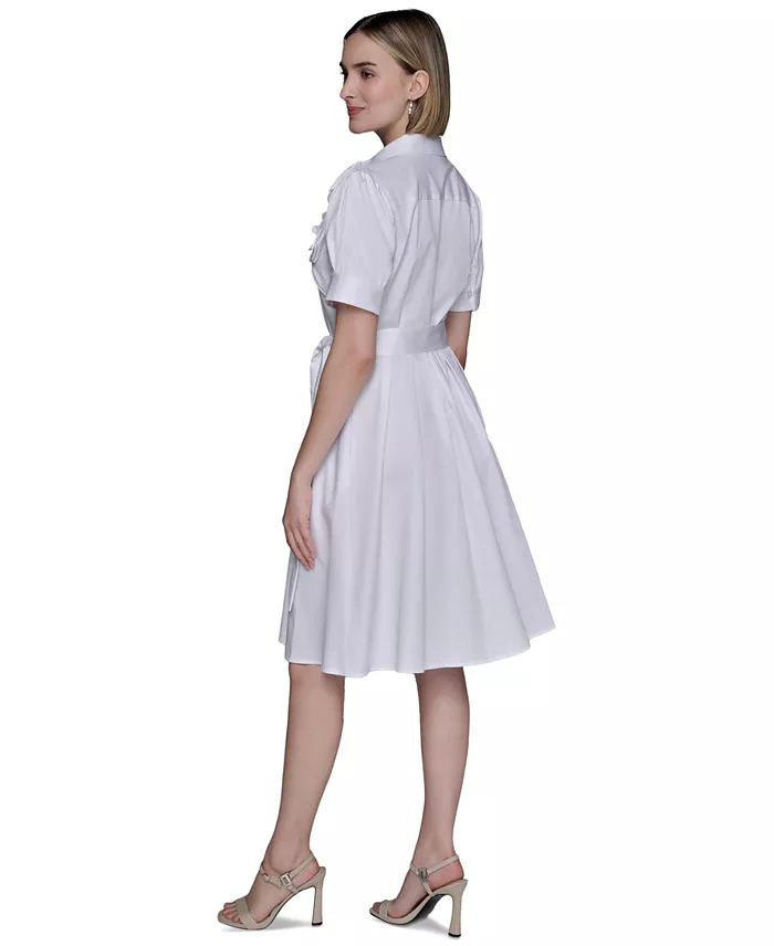 Alfani KARL LAGERFELD PARIS Women's Floral-Appliqué Cotton Shirtdress Women's Fashion Shoes & Accessories