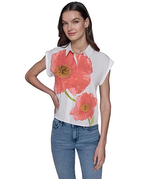 alfani KARL LAGERFELD PARIS Women's Floral-Print Blouse Women's Fashion Shoes & Accessories