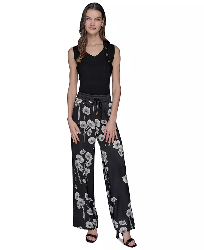 Alfani KARL LAGERFELD PARIS Women's Floral-Print Drawstring Pants Women's Fashion Shoes & Accessories