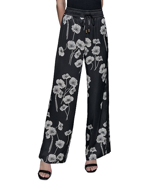 alfani KARL LAGERFELD PARIS Women's Floral-Print Drawstring Pants Women's Fashion Shoes & Accessories