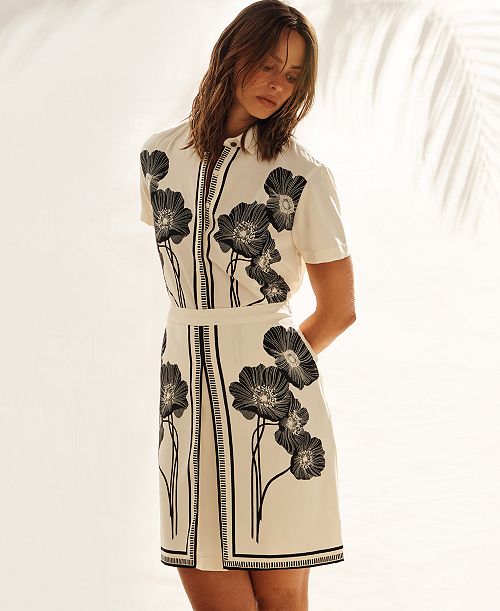 alfani KARL LAGERFELD PARIS Women's Floral Print Shirt Women's Fashion Shoes & Accessories