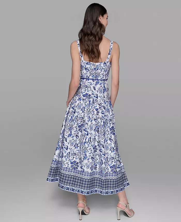 Alfani KARL LAGERFELD PARIS Women's Floral-Print Square-Neck Midi Dress Women's Fashion Shoes & Accessories