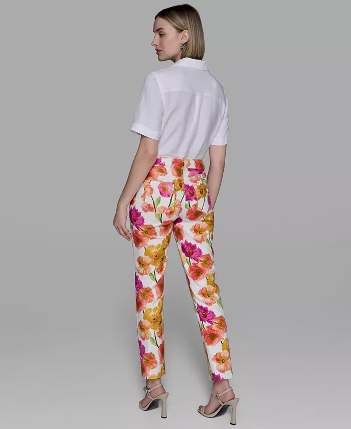 Alfani KARL LAGERFELD PARIS Women's Floral-Print Straight-Leg Pants Women's Fashion Shoes & Accessories