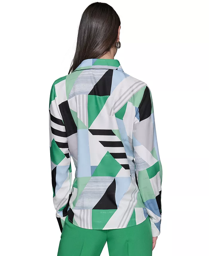 Alfani KARL LAGERFELD PARIS Women's Geometric-Print Blouse Women's Fashion Shoes & Accessories