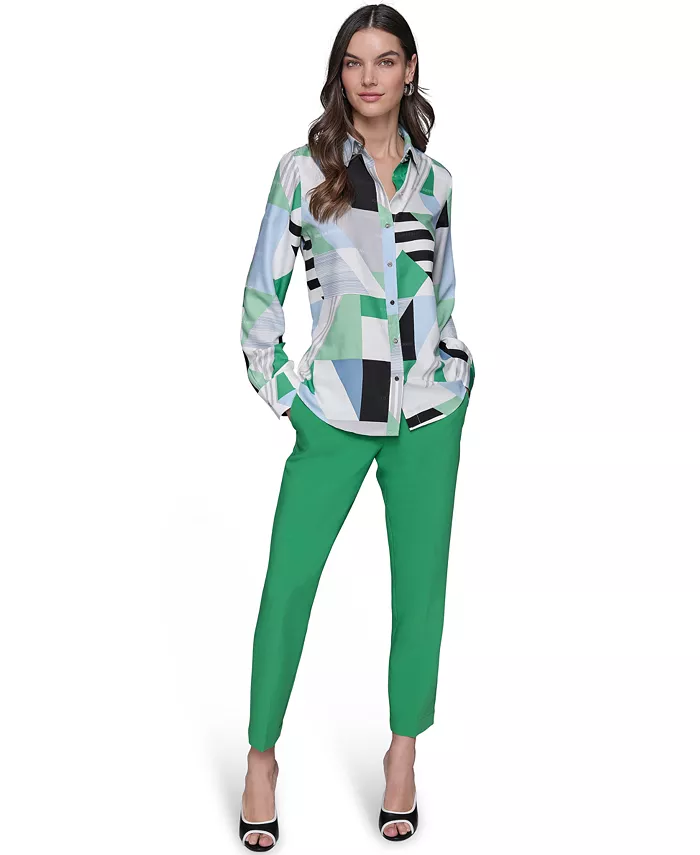 Alfani KARL LAGERFELD PARIS Women's Geometric-Print Blouse Women's Fashion Shoes & Accessories