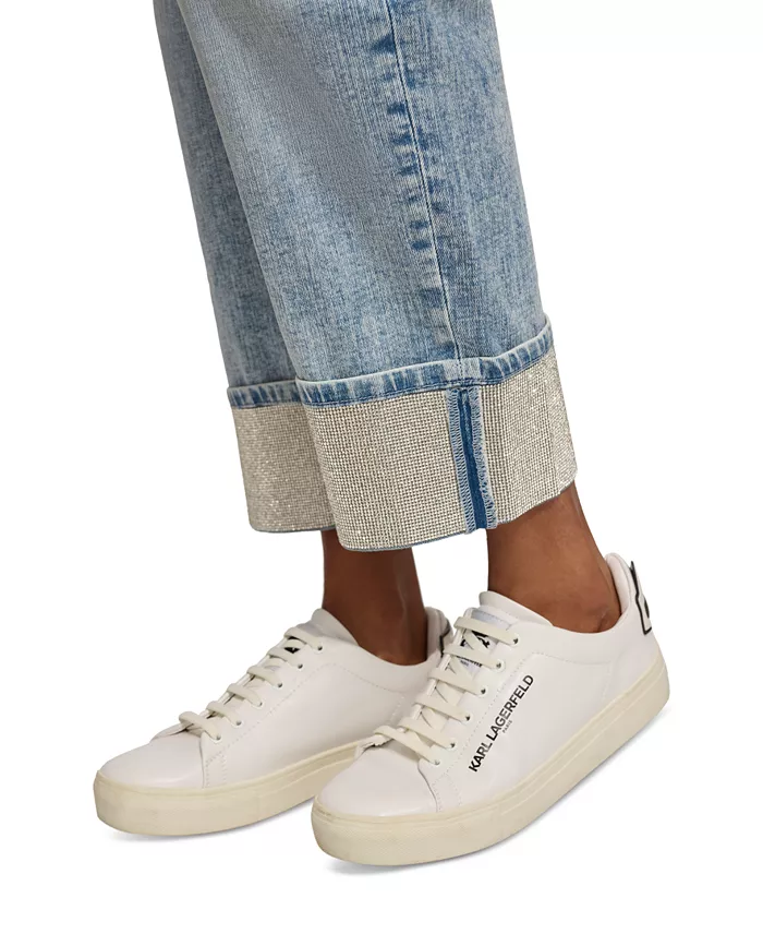 Alfani KARL LAGERFELD PARIS Women's High-Rise Crystal-Cuff Jeans Women's Fashion Shoes & Accessories