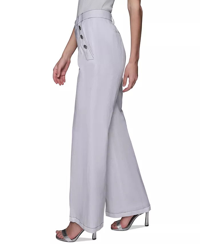 Alfani KARL LAGERFELD PARIS Women's Linen-Blend Wide-Leg Sailor Pants Women's Fashion Shoes & Accessories