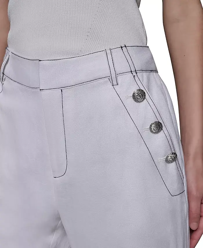 Alfani KARL LAGERFELD PARIS Women's Linen-Blend Wide-Leg Sailor Pants Women's Fashion Shoes & Accessories