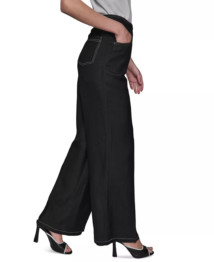 Alfani KARL LAGERFELD PARIS Women's Linen-Blend Wide-Leg Pants Women's Fashion Shoes & Accessories