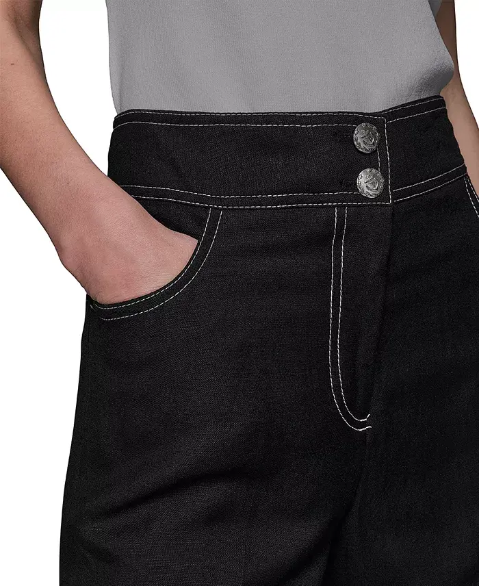 Alfani KARL LAGERFELD PARIS Women's Linen-Blend Wide-Leg Pants Women's Fashion Shoes & Accessories