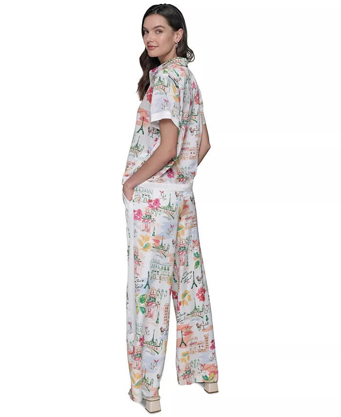 Alfani KARL LAGERFELD PARIS Women's Printed Camp Shirt Women's Fashion Shoes & Accessories
