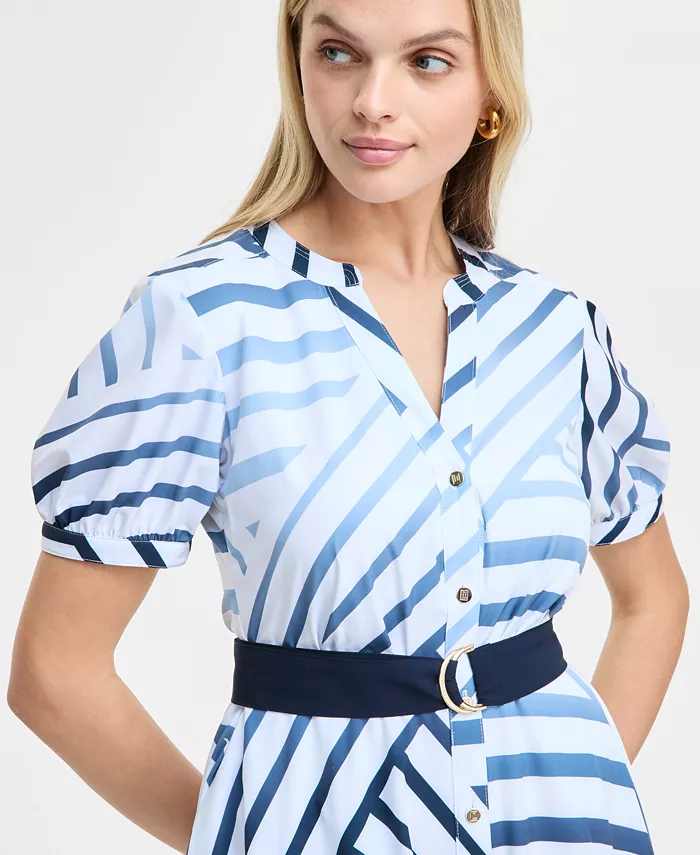 Alfani KARL LAGERFELD PARIS Women's Printed Handkerchief-Hem Shirtdress Women's Fashion Shoes & Accessories