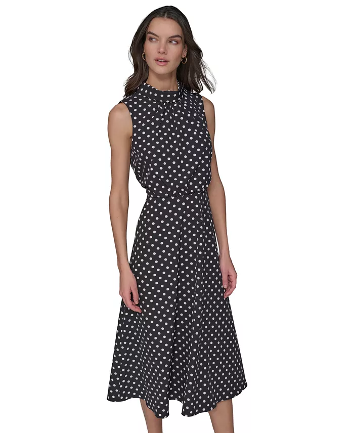 Alfani KARL LAGERFELD PARIS Women's Printed Mock-Neck Midi Dress Women's Fashion Shoes & Accessories