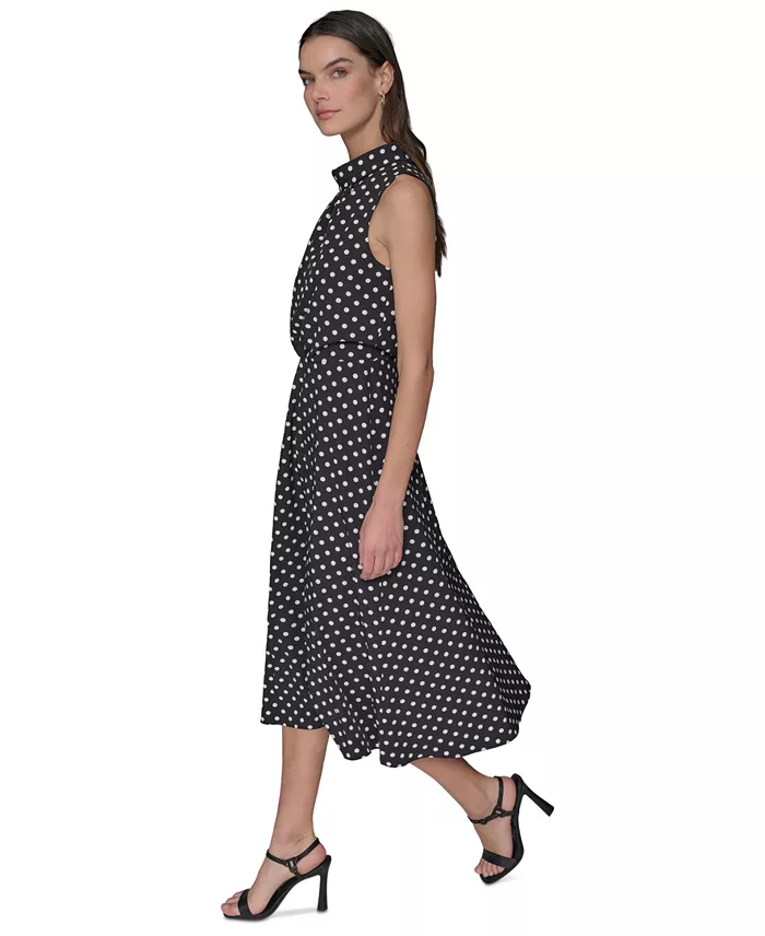 Alfani KARL LAGERFELD PARIS Women's Printed Mock-Neck Midi Dress Women's Fashion Shoes & Accessories