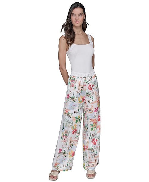 alfani KARL LAGERFELD PARIS Women's Printed Pull-On Pants Women's Fashion Shoes & Accessories