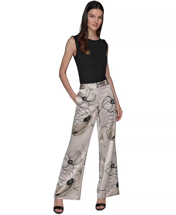 Alfani KARL LAGERFELD PARIS Women's Printed Satin Pants Women's Fashion Shoes & Accessories