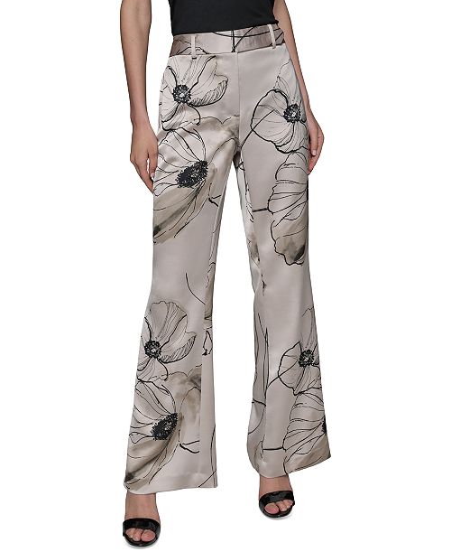 alfani KARL LAGERFELD PARIS Women's Printed Satin Pants Women's Fashion Shoes & Accessories