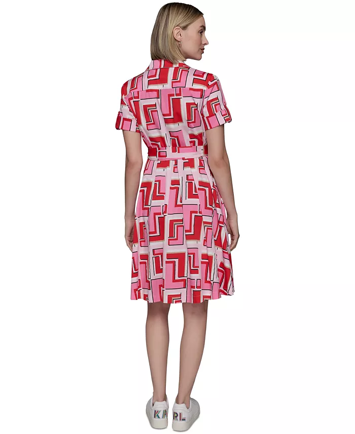 Alfani KARL LAGERFELD PARIS Women's Printed Shirtdress Women's Fashion Shoes & Accessories