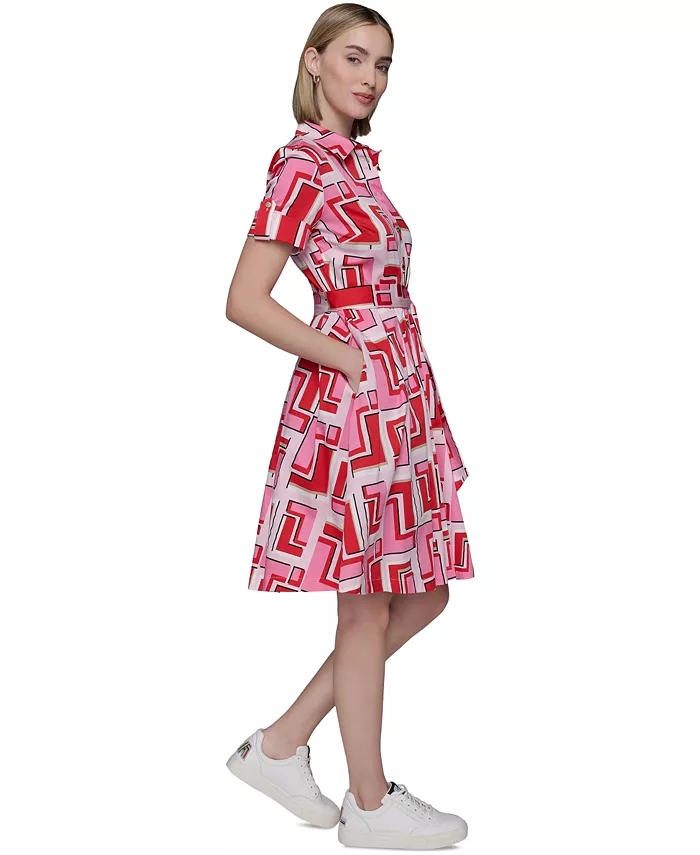 Alfani KARL LAGERFELD PARIS Women's Printed Shirtdress Women's Fashion Shoes & Accessories