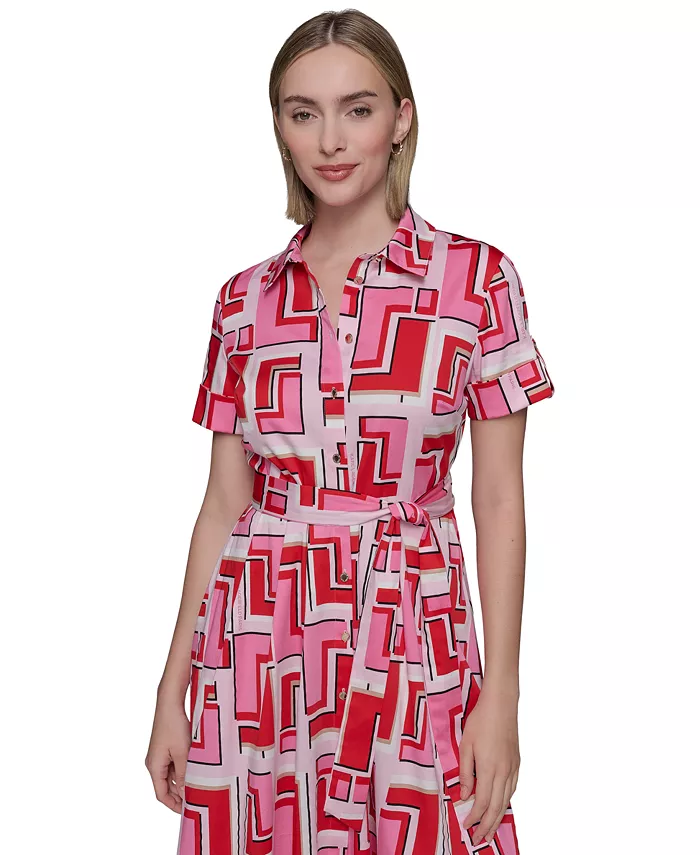 Alfani KARL LAGERFELD PARIS Women's Printed Shirtdress Women's Fashion Shoes & Accessories
