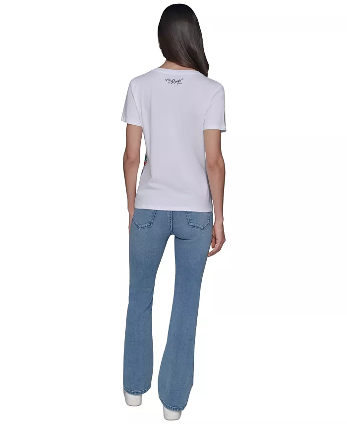 Alfani KARL LAGERFELD PARIS Women's Sailing Choupette Graphic T-Shirt Women's Fashion Shoes & Accessories