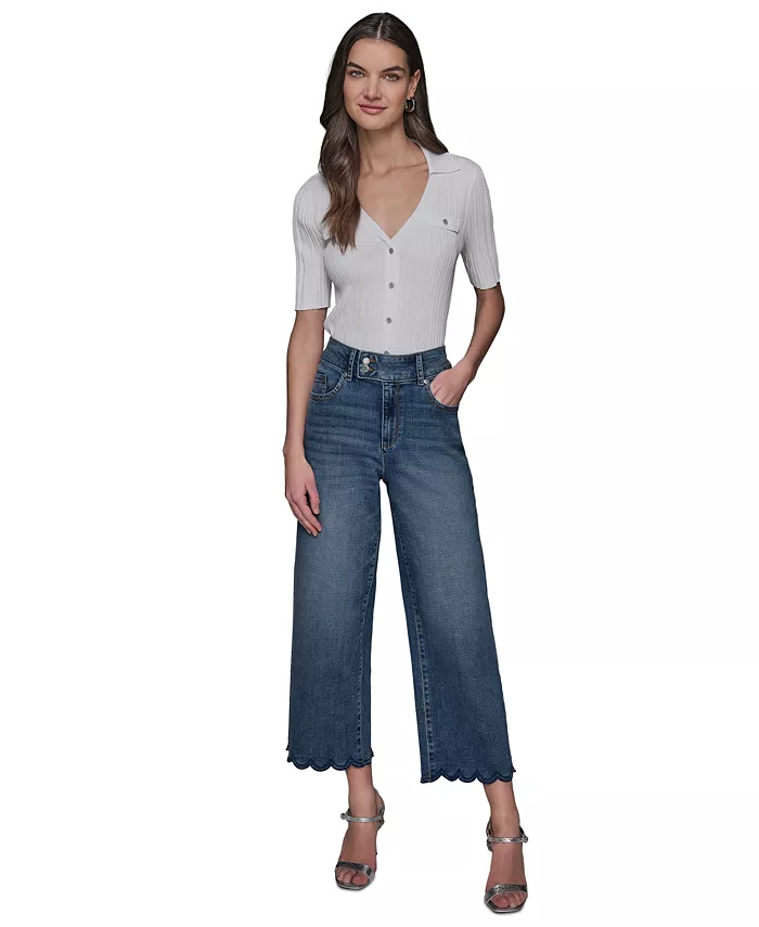Alfani KARL LAGERFELD PARIS Women's Scallop-Edge Cropped Jeans Women's Fashion Shoes & Accessories