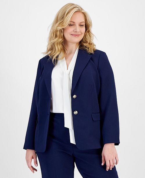 alfani Kasper Plus Size Two-Button Blazer Women's Fashion Shoes & Accessories