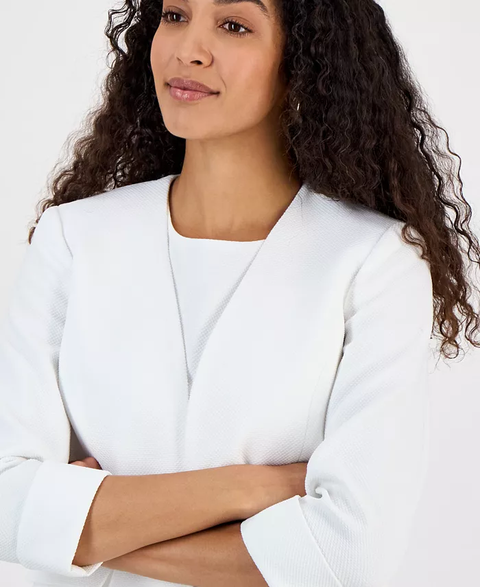 Alfani Kasper Women's Collarless Open-Front Cuffed Jacket Regular & Petite Sizes Women's Fashion Shoes & Accessories