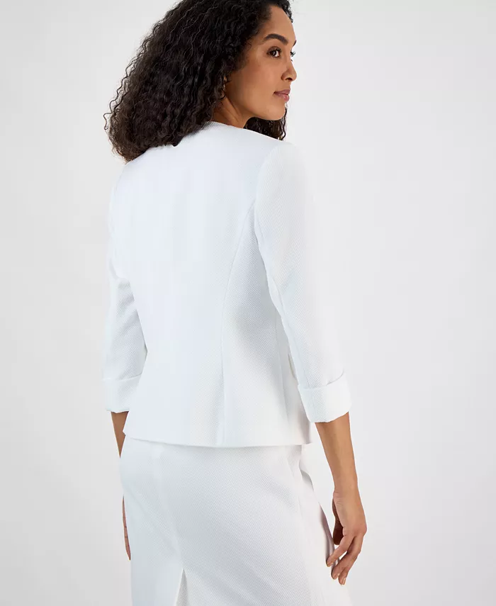 Alfani Kasper Women's Collarless Open-Front Cuffed Jacket Regular & Petite Sizes Women's Fashion Shoes & Accessories