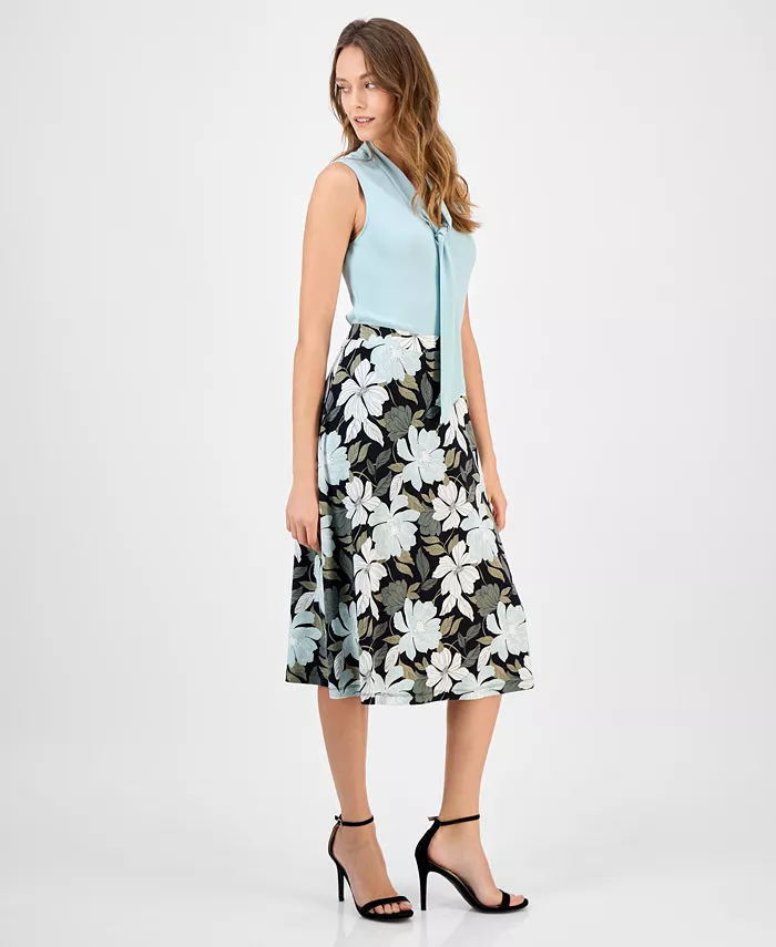Alfani Kasper Women's Printed Pull-On Midi Skirt Women's Fashion Shoes & Accessories