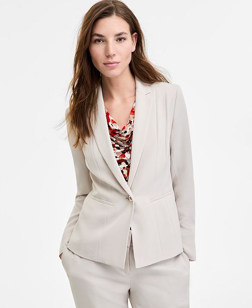 alfani Kasper Women's Seamed One-Button Blazer Regular & Petite Women's Fashion Shoes & Accessories