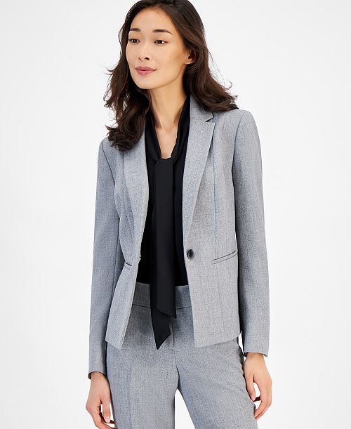alfani Kasper Women's Stretch Crepe One Button Blazer Regular & Petite Women's Fashion Shoes & Accessories
