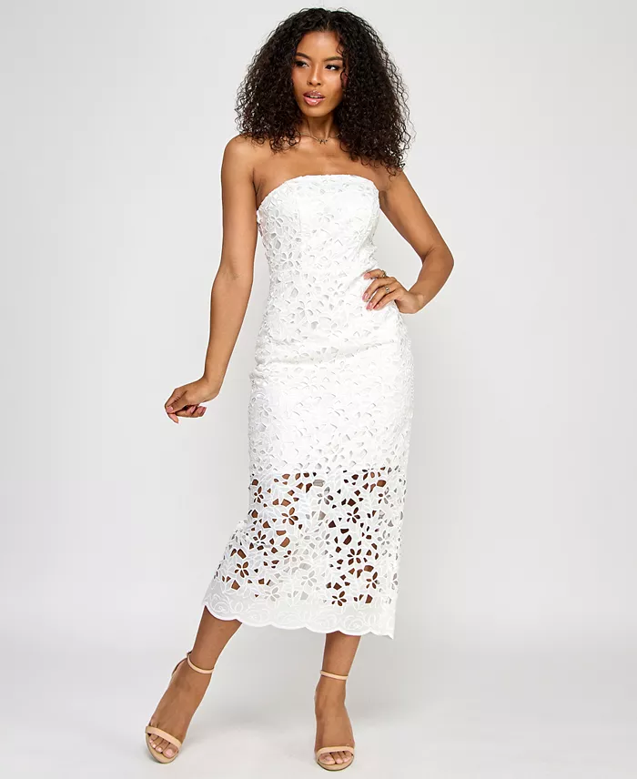 Alfani KATIA RAE Juniors' Lace Eyelet Midi Dress Juniors'