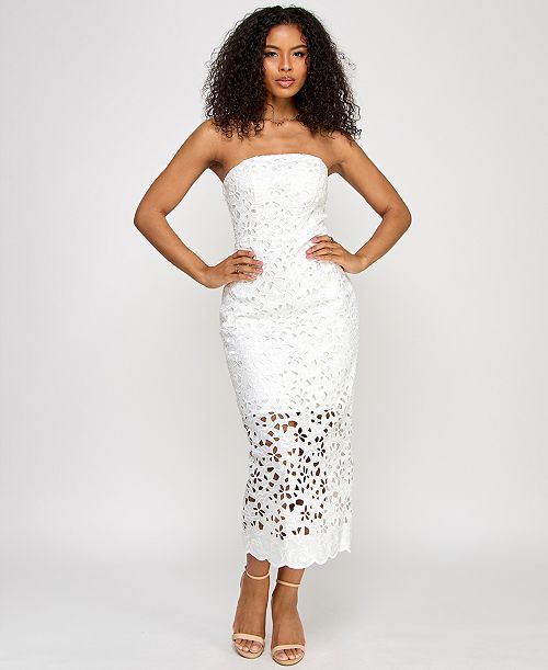 alfani KATIA RAE Juniors' Lace Eyelet Midi Dress Juniors'