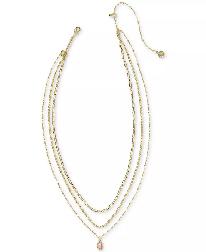 Alfani Kendra Scott 14k Gold-Plated Kyocera Opal Layered Pendant Necklace 14" + 4" Extender Jewelry & Watches
