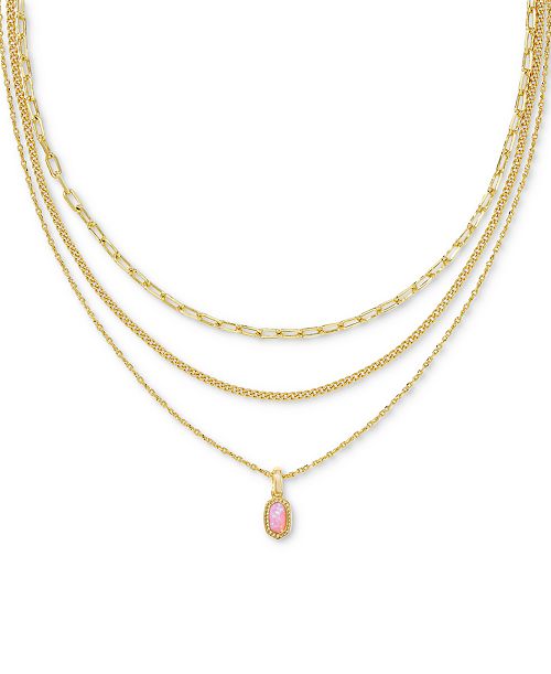 alfani Kendra Scott 14k Gold-Plated Kyocera Opal Layered Pendant Necklace 14" + 4" extender Jewelry & Watches